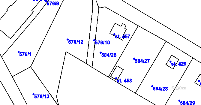 Parcela st. 584/26 v KÚ Ládví, Katastrální mapa