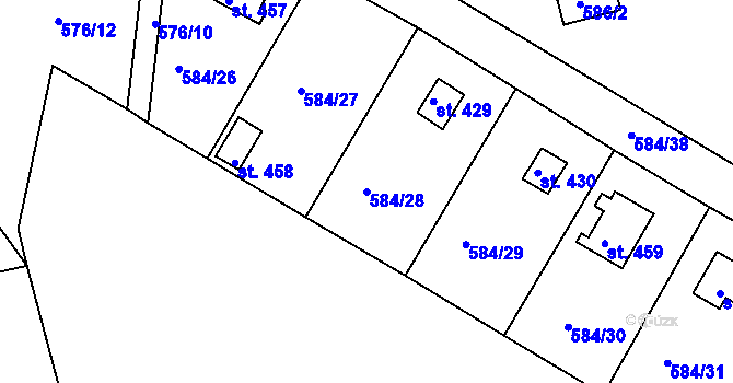 Parcela st. 584/28 v KÚ Ládví, Katastrální mapa