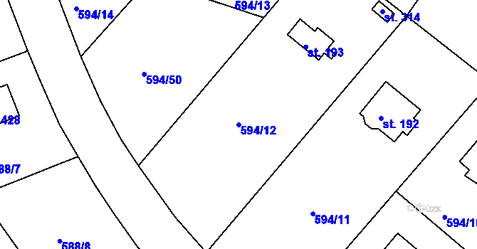 Parcela st. 594/12 v KÚ Ládví, Katastrální mapa