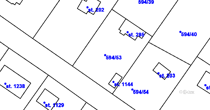 Parcela st. 594/53 v KÚ Ládví, Katastrální mapa