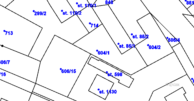 Parcela st. 604/1 v KÚ Ládví, Katastrální mapa