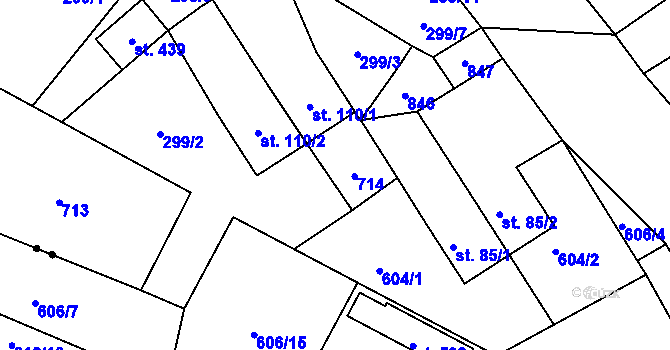 Parcela st. 606/3 v KÚ Ládví, Katastrální mapa