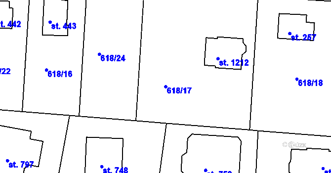 Parcela st. 618/17 v KÚ Ládví, Katastrální mapa
