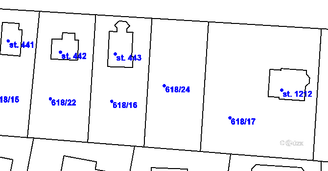 Parcela st. 618/24 v KÚ Ládví, Katastrální mapa