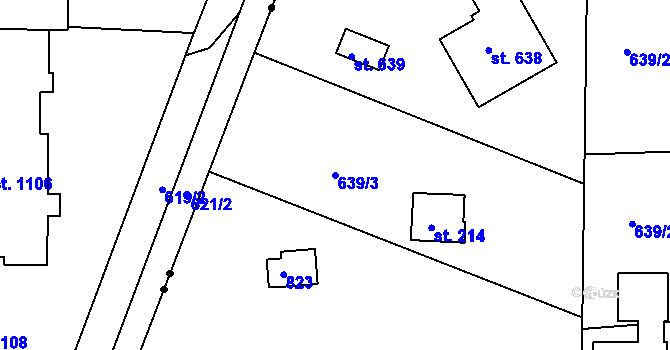 Parcela st. 639/3 v KÚ Ládví, Katastrální mapa