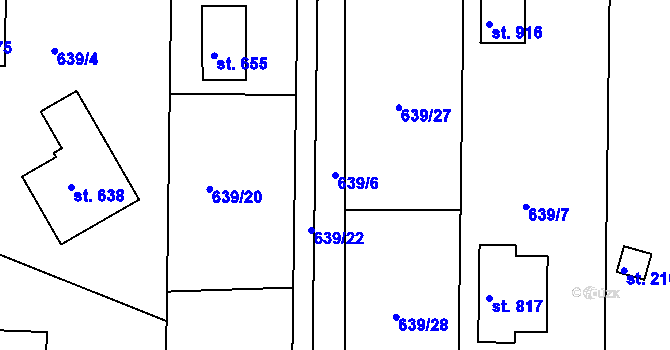 Parcela st. 639/6 v KÚ Ládví, Katastrální mapa
