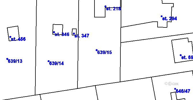 Parcela st. 639/15 v KÚ Ládví, Katastrální mapa