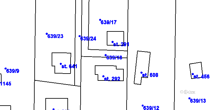 Parcela st. 639/18 v KÚ Ládví, Katastrální mapa