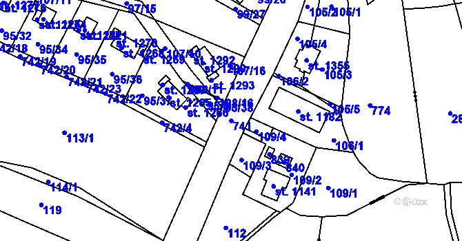 Parcela st. 741 v KÚ Ládví, Katastrální mapa