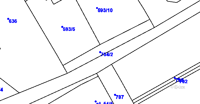 Parcela st. 754/2 v KÚ Ládví, Katastrální mapa