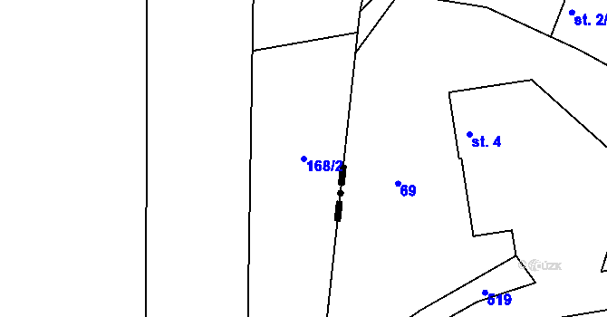 Parcela st. 168/2 v KÚ Ládví, Katastrální mapa