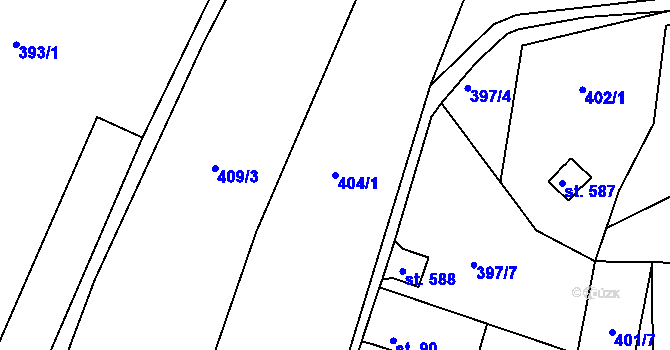 Parcela st. 404/1 v KÚ Ládví, Katastrální mapa