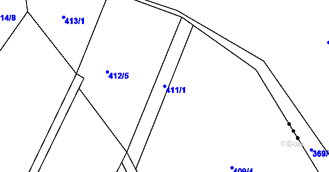 Parcela st. 411/1 v KÚ Ládví, Katastrální mapa