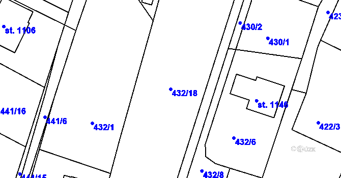 Parcela st. 432/18 v KÚ Ládví, Katastrální mapa