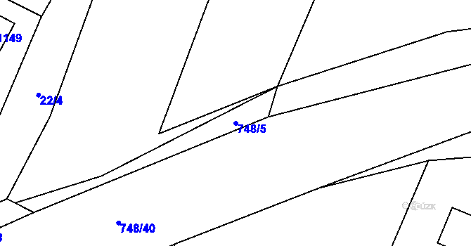 Parcela st. 748/5 v KÚ Ládví, Katastrální mapa