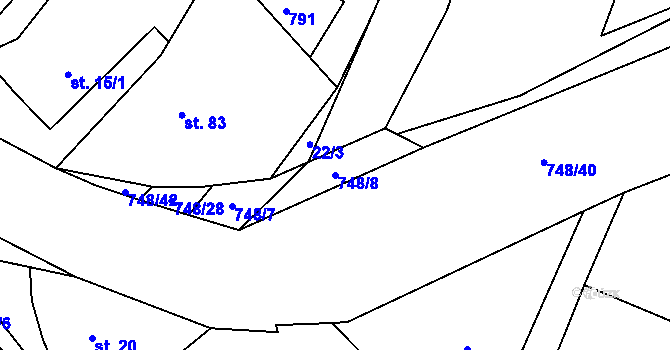 Parcela st. 748/8 v KÚ Ládví, Katastrální mapa