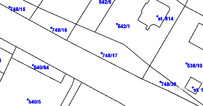 Parcela st. 748/17 v KÚ Ládví, Katastrální mapa