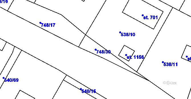 Parcela st. 748/30 v KÚ Ládví, Katastrální mapa