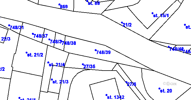 Parcela st. 748/39 v KÚ Ládví, Katastrální mapa
