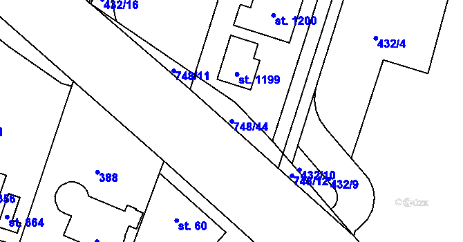Parcela st. 748/44 v KÚ Ládví, Katastrální mapa
