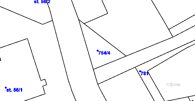 Parcela st. 754/4 v KÚ Ládví, Katastrální mapa