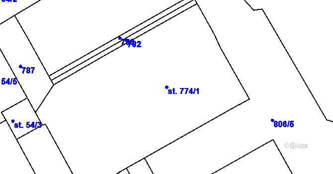 Parcela st. 774/1 v KÚ Ládví, Katastrální mapa