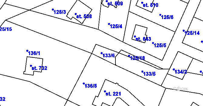 Parcela st. 133/6 v KÚ Ládví, Katastrální mapa