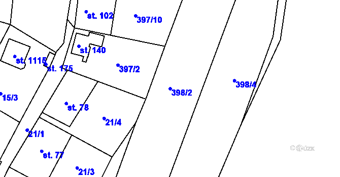 Parcela st. 398/2 v KÚ Ládví, Katastrální mapa