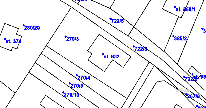 Parcela st. 932 v KÚ Ládví, Katastrální mapa