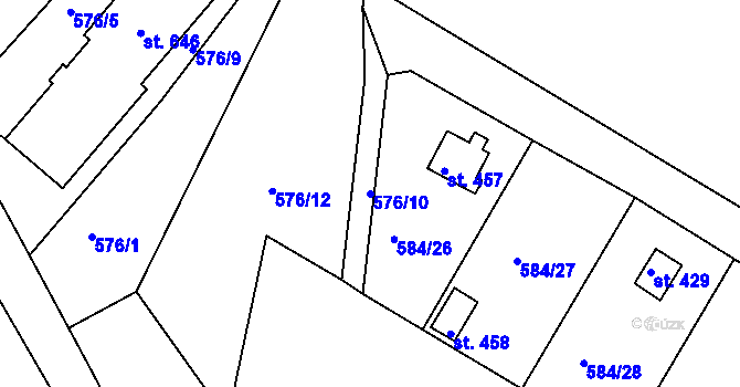 Parcela st. 576/10 v KÚ Ládví, Katastrální mapa