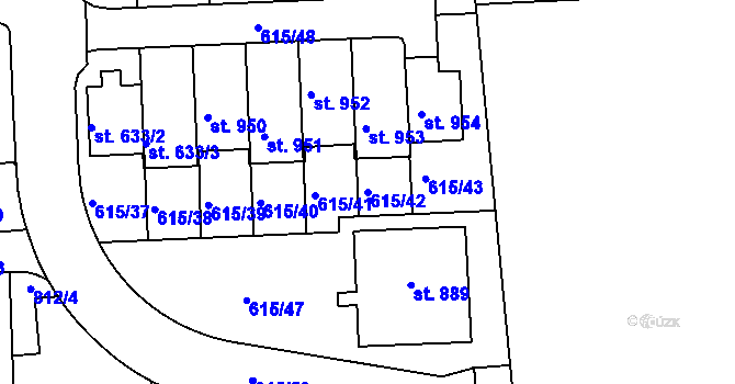 Parcela st. 615/42 v KÚ Ládví, Katastrální mapa