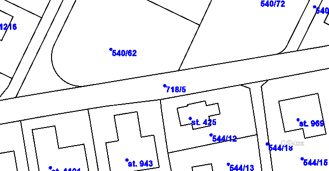 Parcela st. 718/5 v KÚ Ládví, Katastrální mapa