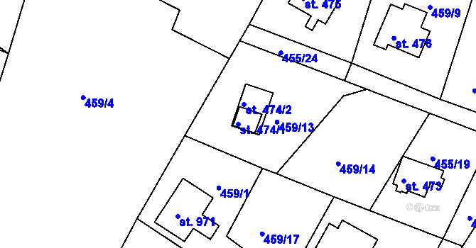 Parcela st. 474/1 v KÚ Ládví, Katastrální mapa