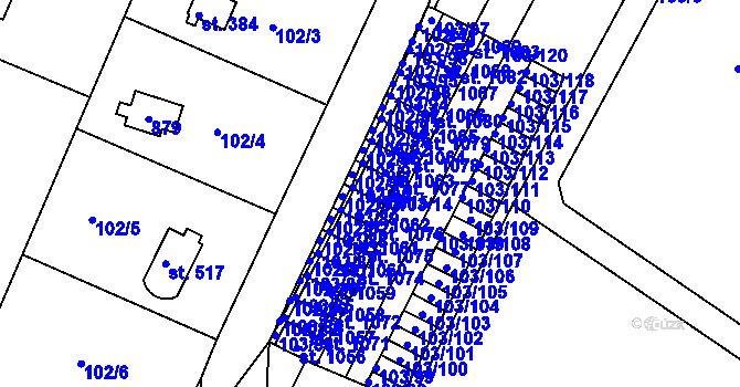Parcela st. 103/15 v KÚ Ládví, Katastrální mapa