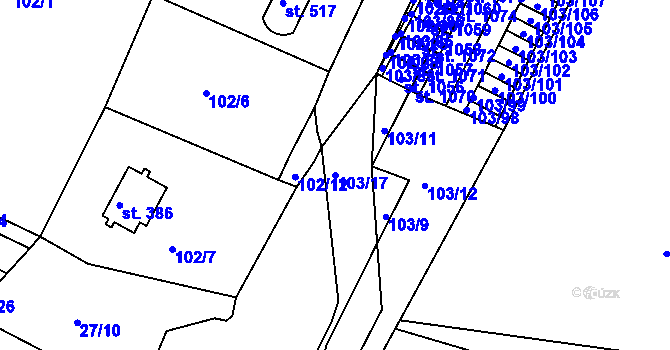Parcela st. 103/17 v KÚ Ládví, Katastrální mapa