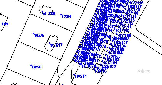 Parcela st. 102/31 v KÚ Ládví, Katastrální mapa