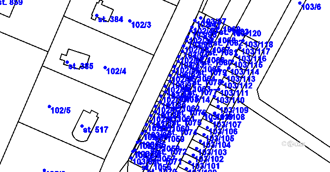Parcela st. 102/34 v KÚ Ládví, Katastrální mapa