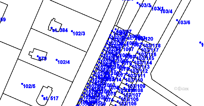 Parcela st. 102/37 v KÚ Ládví, Katastrální mapa
