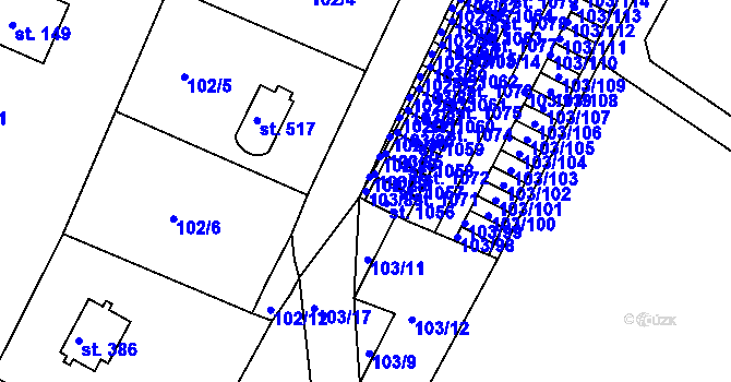 Parcela st. 103/83 v KÚ Ládví, Katastrální mapa