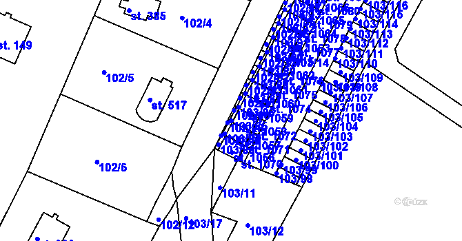 Parcela st. 103/85 v KÚ Ládví, Katastrální mapa