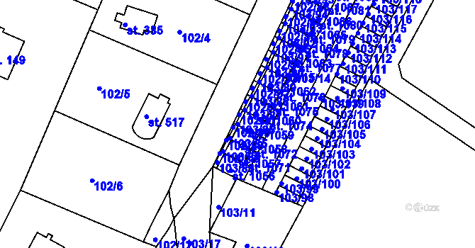 Parcela st. 103/86 v KÚ Ládví, Katastrální mapa