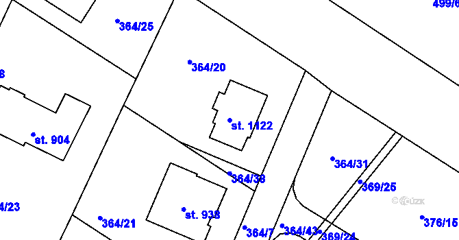 Parcela st. 1122 v KÚ Ládví, Katastrální mapa
