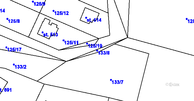 Parcela st. 133/8 v KÚ Ládví, Katastrální mapa