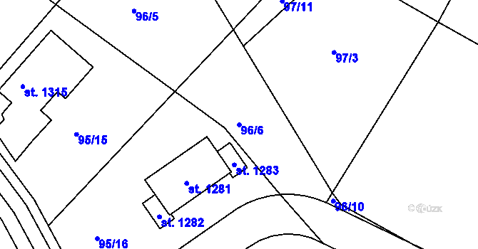 Parcela st. 96/6 v KÚ Ládví, Katastrální mapa