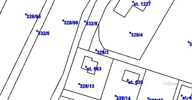 Parcela st. 329/3 v KÚ Ládví, Katastrální mapa