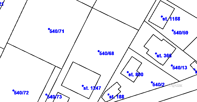 Parcela st. 540/68 v KÚ Ládví, Katastrální mapa