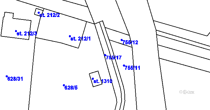 Parcela st. 755/17 v KÚ Ládví, Katastrální mapa