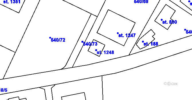 Parcela st. 1248 v KÚ Ládví, Katastrální mapa