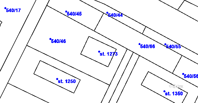 Parcela st. 1273 v KÚ Ládví, Katastrální mapa