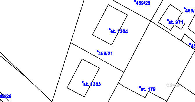 Parcela st. 459/21 v KÚ Ládví, Katastrální mapa